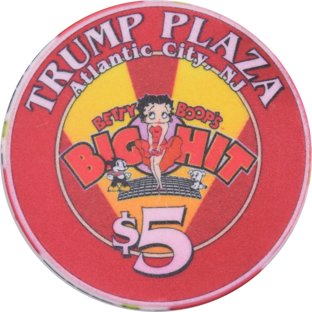 Trump Plaza Casino Atlantic City New Jersey $5 Betty Boop Thrillions - Big Hit Chip