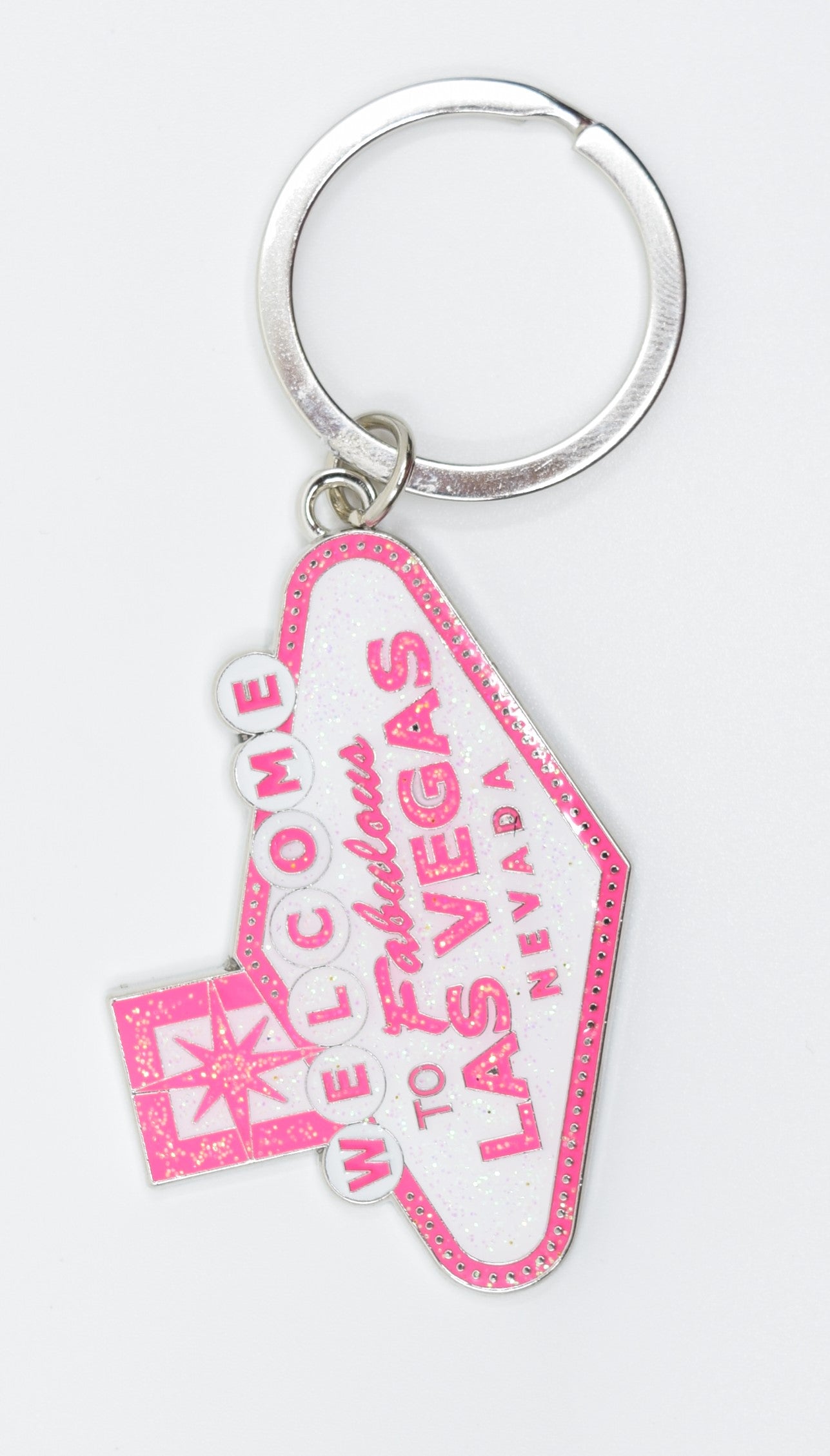 Key Chain Glitter Pink Las Vegas Sign