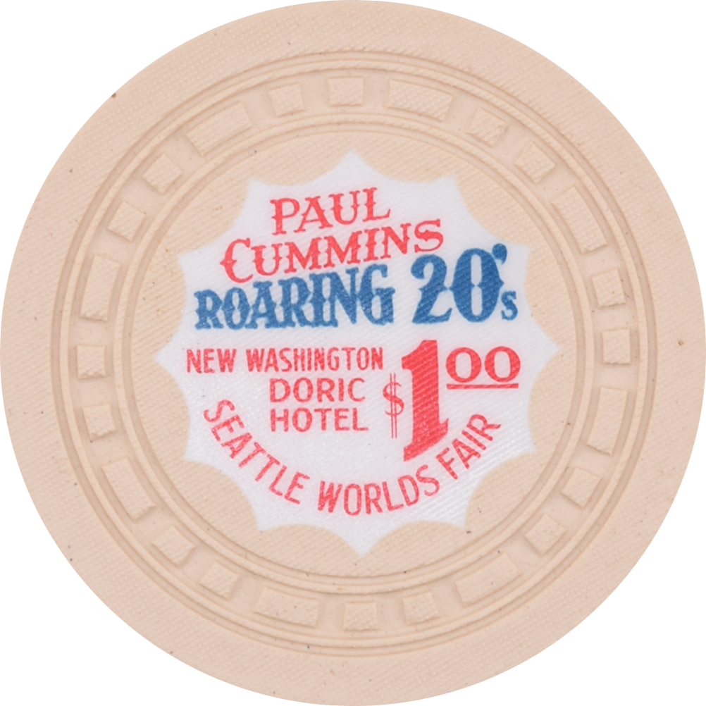 Paul Cummins Roaring 20's Card Room Seattle Washington $1 Chip 1962