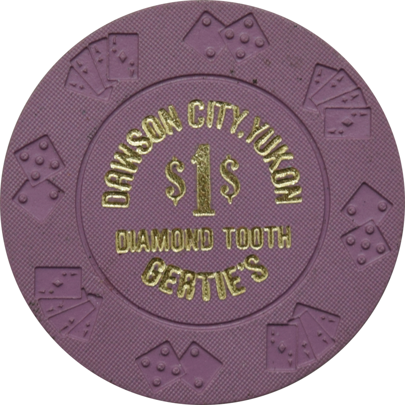 Diamond Tooth Gertie's Casino Dawson City Yukon Canada $1 Purple DieCar Chip
