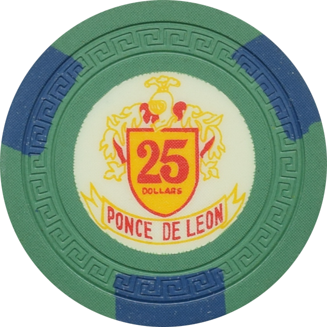 Ponce de Leon Casino Puerto Rico $25 Blue Edge Spots Chip 1962