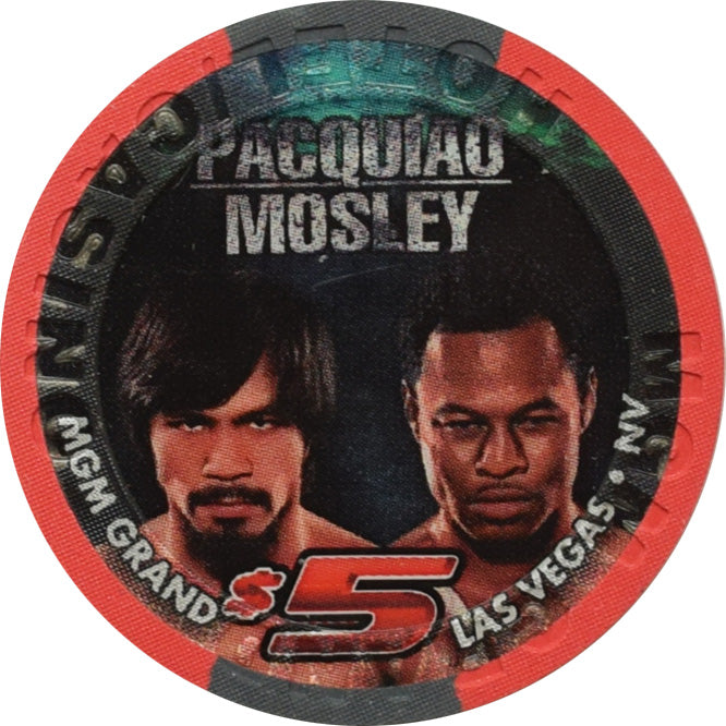 MGM Grand Casino Las Vegas Nevada $5 Pacquiao vs Mosley Fight Chip 2011