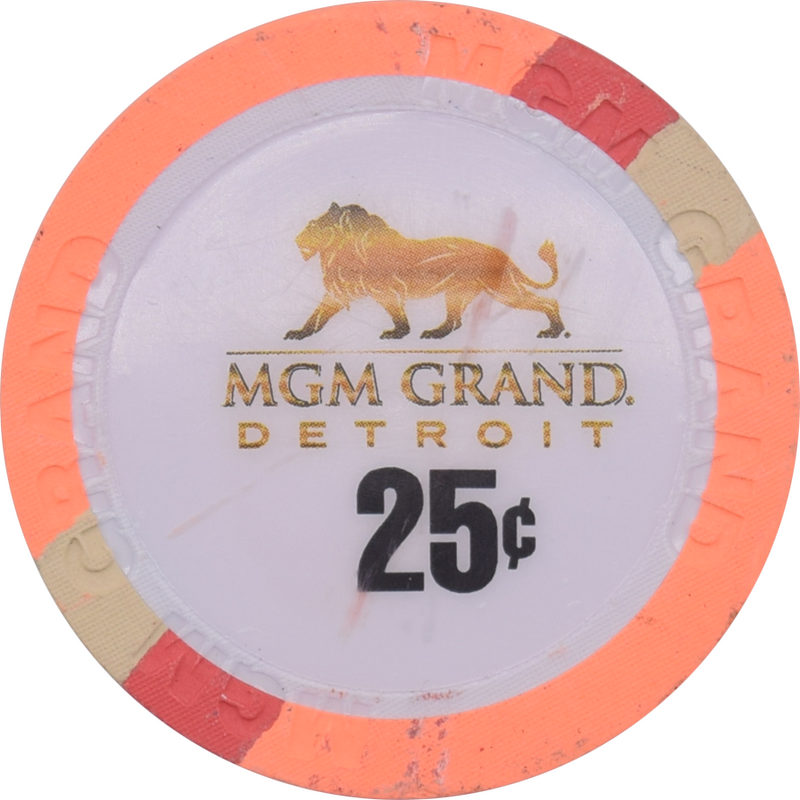 MGM Grand Casino Detroit Michigan 25 Cent Chip 2007