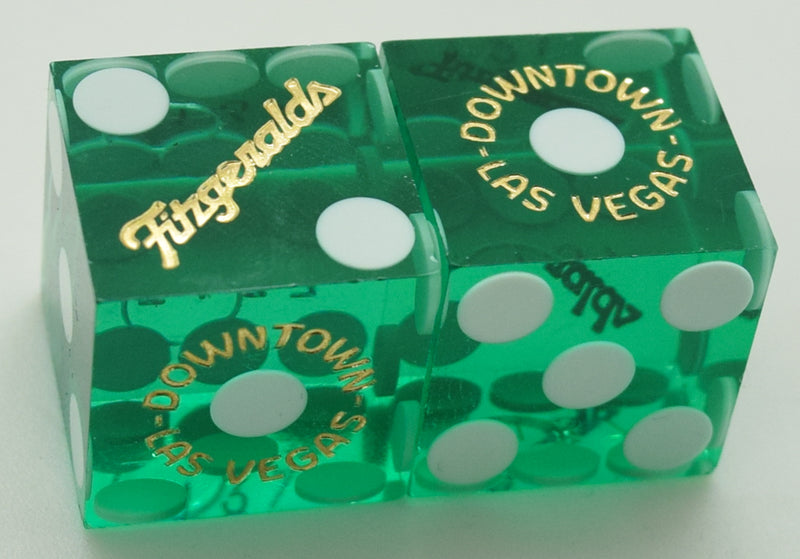 Fitzgeralds Casino Las Vegas Nevada Green Dice Pair Matching Numbers