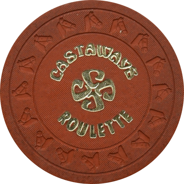 Rust Roulette Castaways Casino Las Vegas Nevada Orange/Rust Roulette Chip 1970s