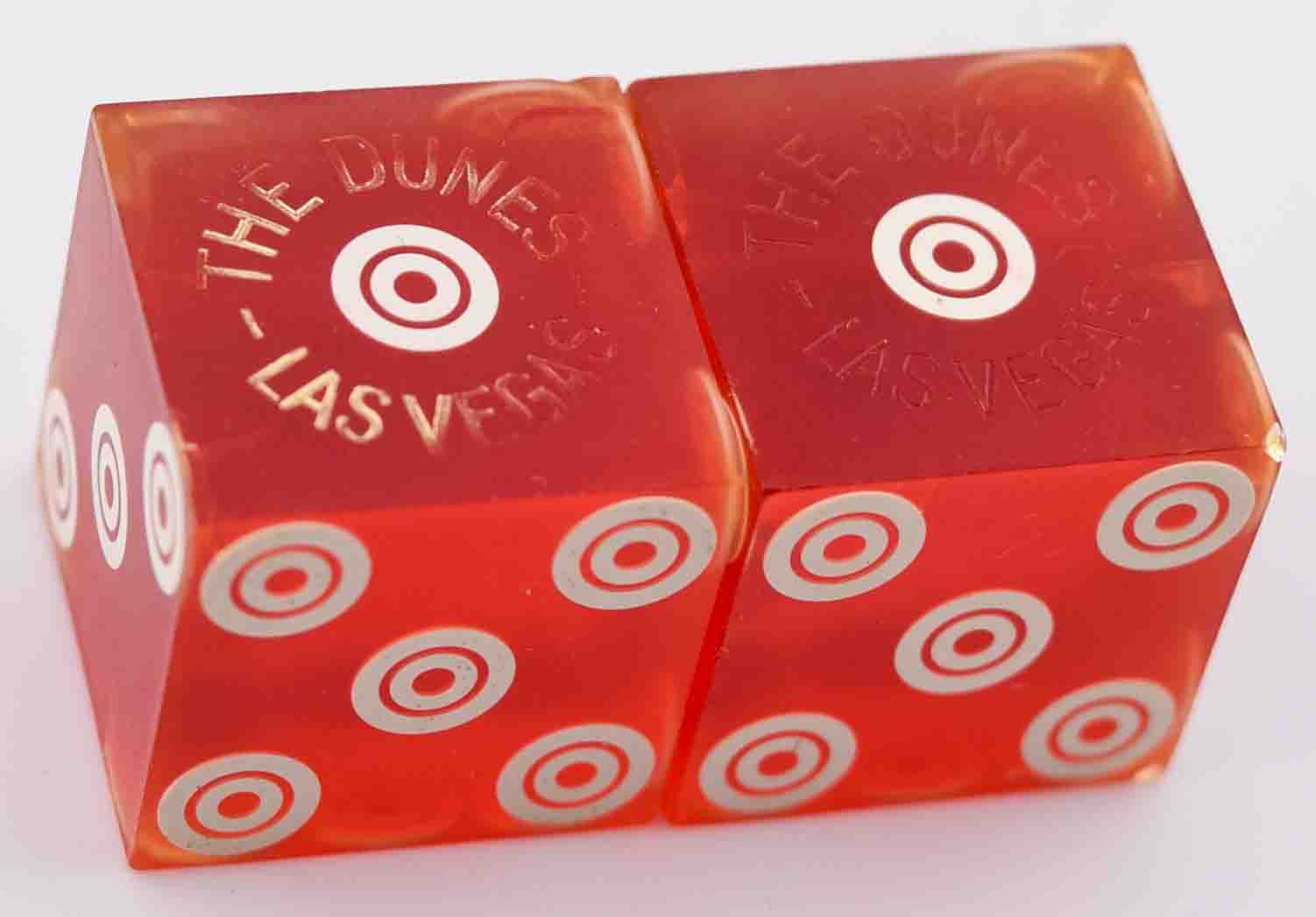 Dunes Hotel and Casino From Las Vegas Nevada Used Red Dice From 1970's, Pair