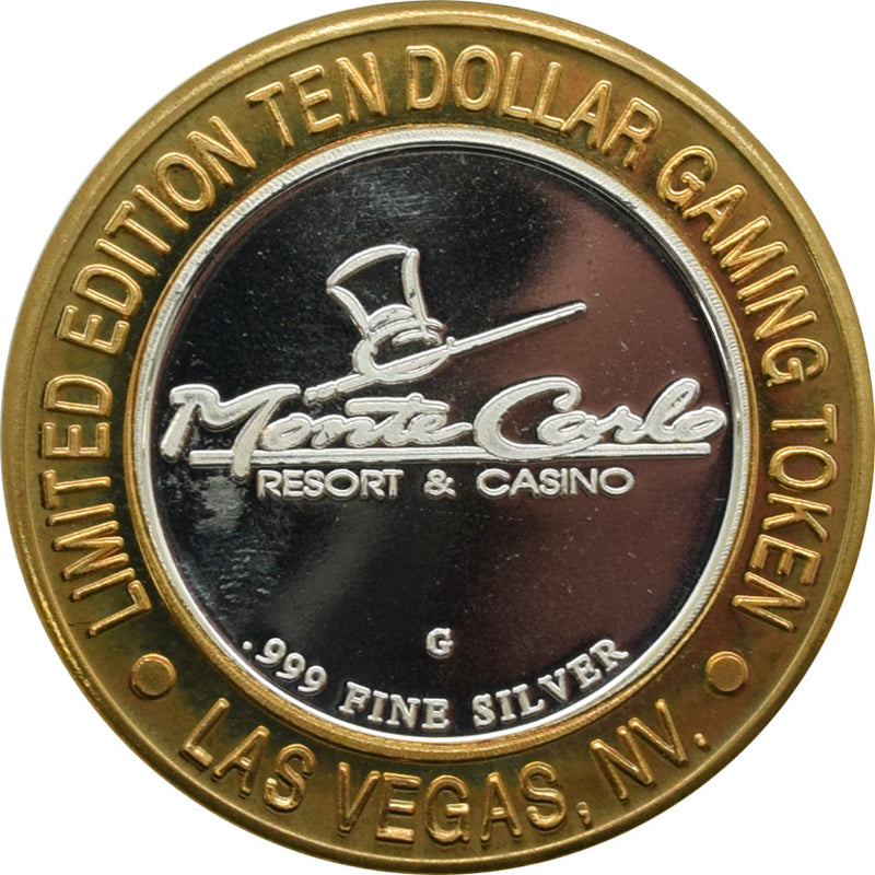 Monte Carlo Casino Las Vegas "Las Vegas Lites" $10 Silver Strike .999 Fine Silver 1998