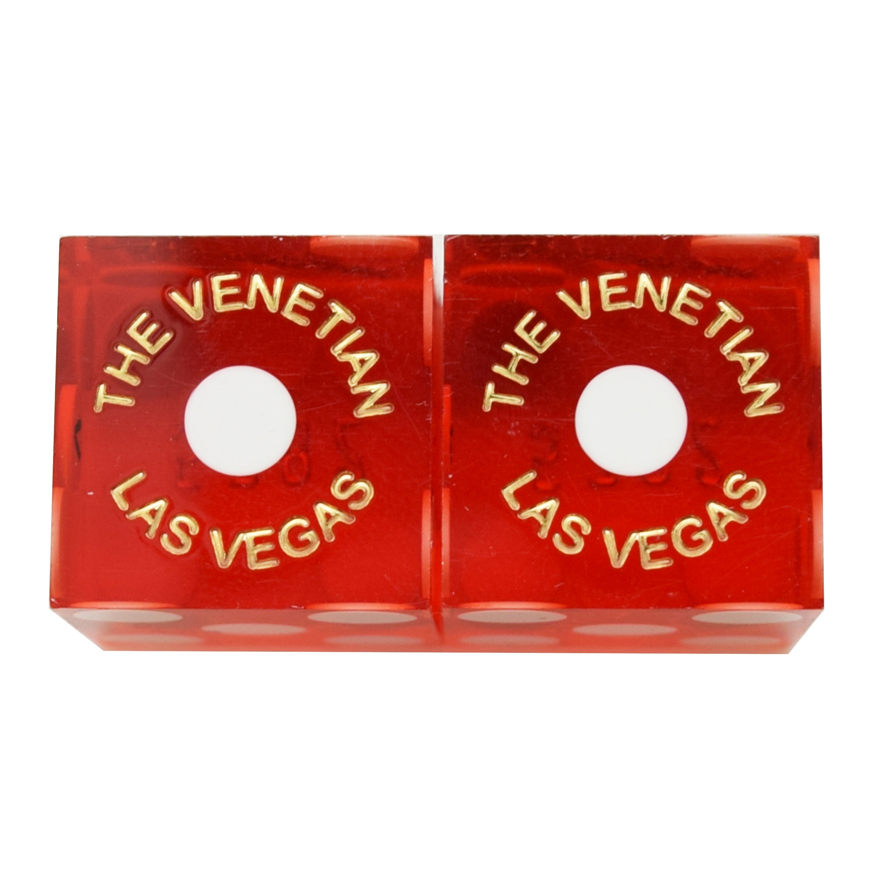 The Venetian Casino Used Matching Logo Pair of Red Dice