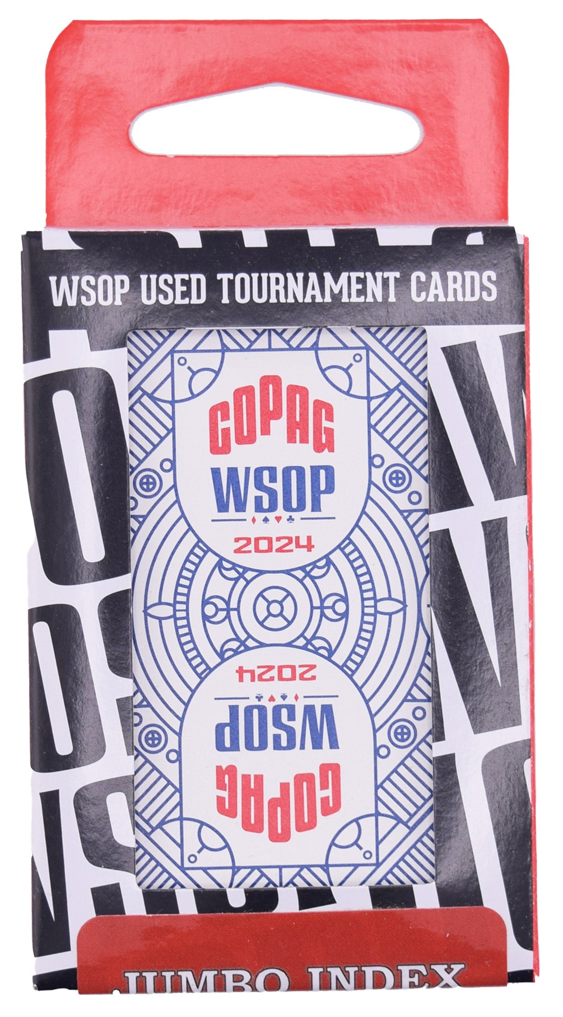 Copag WSOP 2024 Tournament Used 100% Plastic Playing Cards - Narrow Size (Bridge) Jumbo Index Blue/Red Double Deck Set