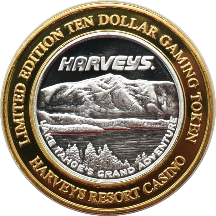 Harveys Casino Lake Tahoe Nevada "Lake Tahoe Grand Adventure" $10 Silver Strike .999 Fine Silver 2000