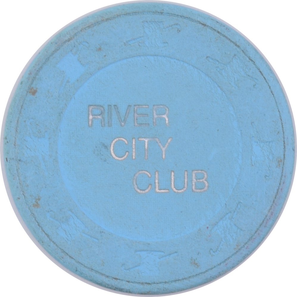 River City Club Casino Bakersfield California $1 Chip (Black Edges/Slightly Warped)