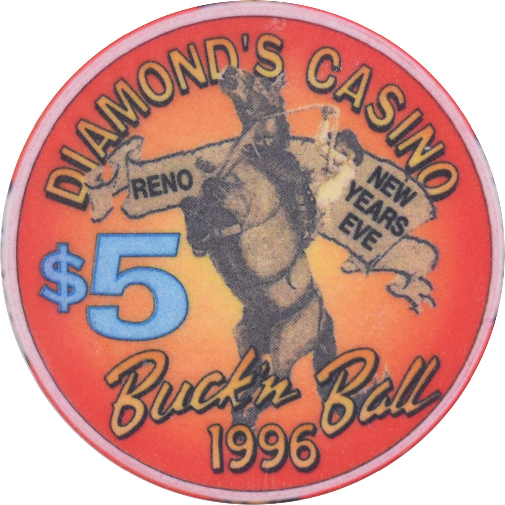 Diamond's  Casino Reno Nevada $5 Buck'n Ball Chip 1996