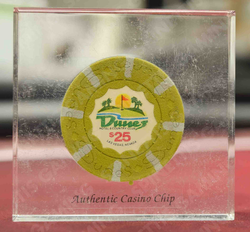 Authentic Casino Chips in Lucite Paperweight