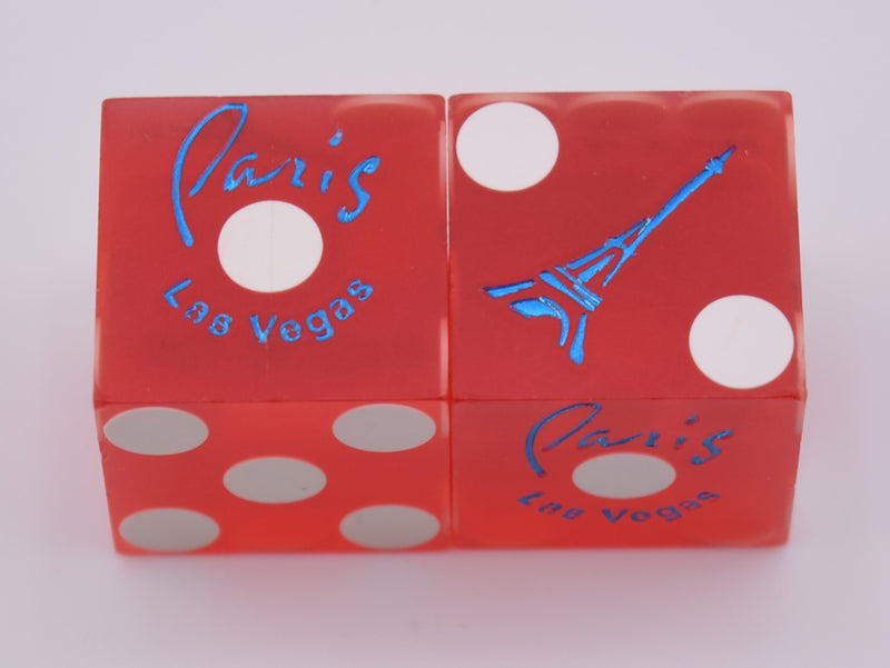 Paris Casino Las Vegas Nevada Pair of Dice Red Sanded