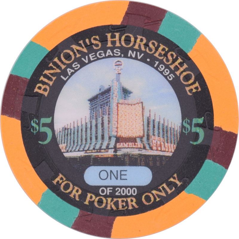 Horseshoe Club (Binion's) Casino Las Vegas Nevada $5 Hall Of Fame - Little Man Popwell Chip 1995 43mm