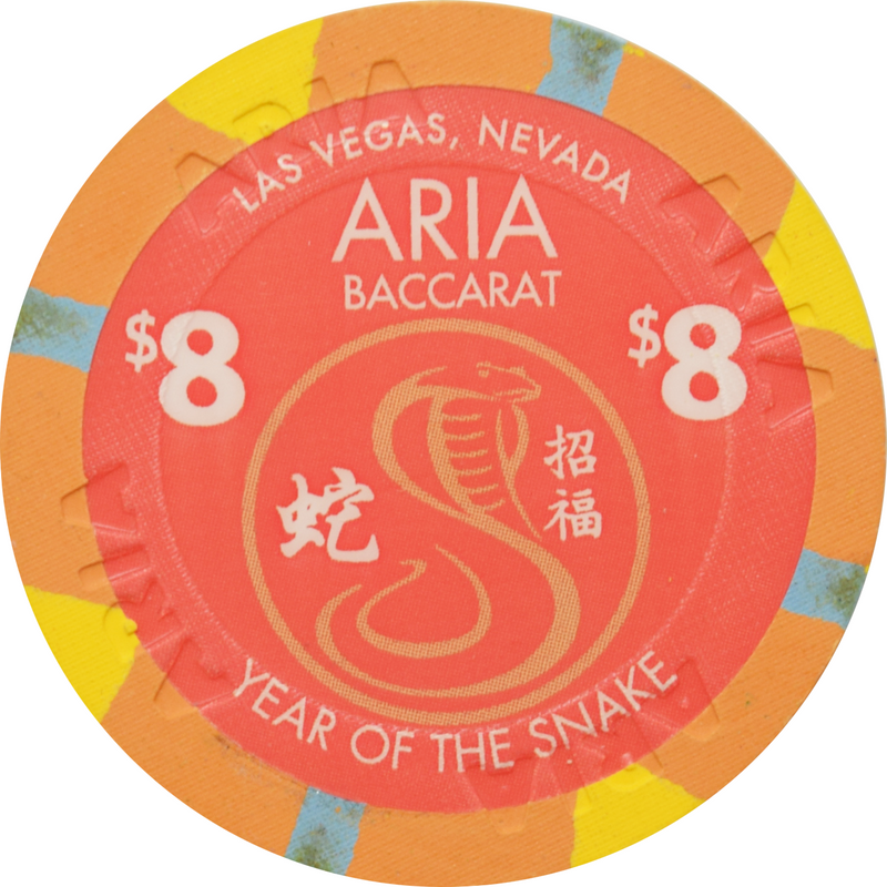 Aria Casino Las Vegas Nevada $8 Year of the Snake 43mm Chip 2013