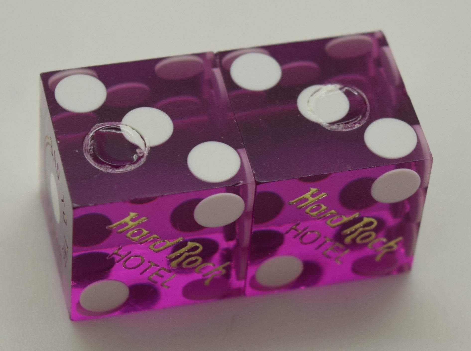 Hard Rock Used Purple Casino Dice Las Vegas Nevada 1990's Matching Numbers