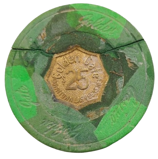 Golden Gate Casino Las Vegas Nevada $25 Metal Inlay Dig Chip 1975