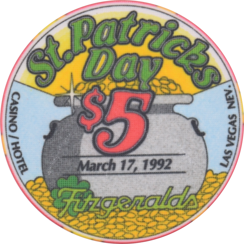 Fitzgeralds Casino Las Vegas Nevada $5 St. Patrick's Day Chip 1992