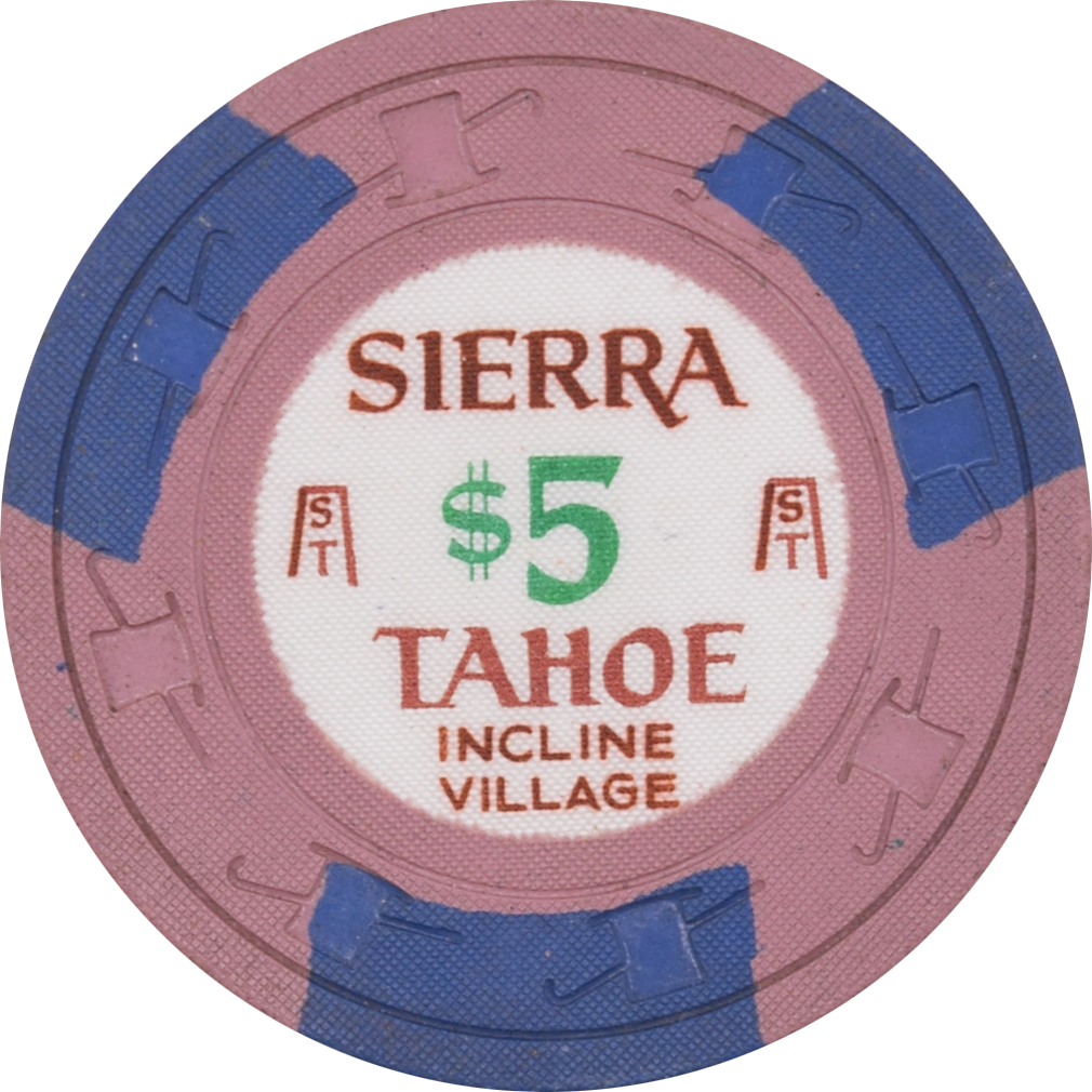 Sierra Tahoe Casino Incline Village Nevada $5 Lavender Chip 1965