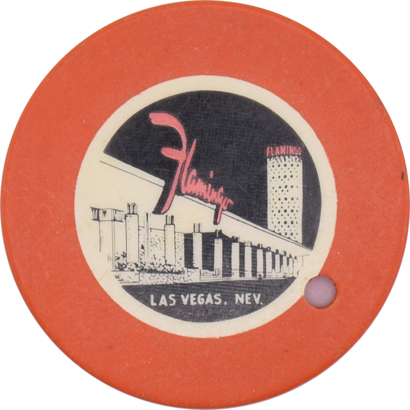 Flamingo Casino Las Vegas Nevada Cancelled Roulette Orange Chip 1953