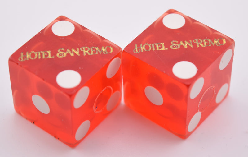 Hotel San Remo Casino Las Vegas Nevada Pair of Dice