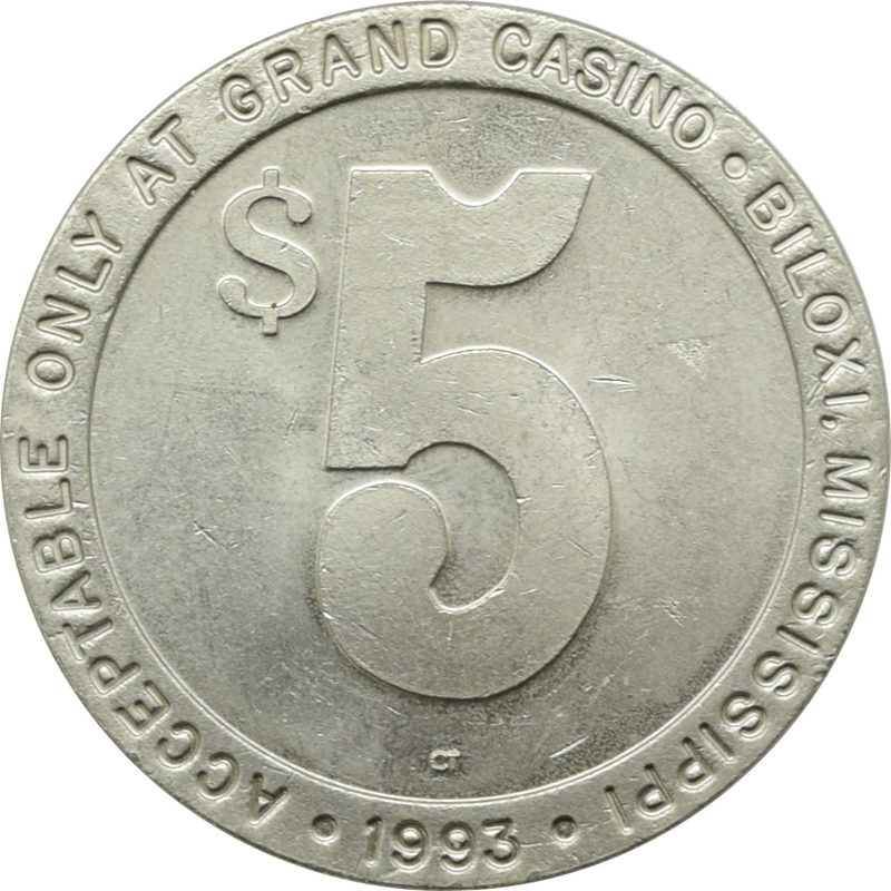 Grand Casino Biloxi Louisiana $5 Token