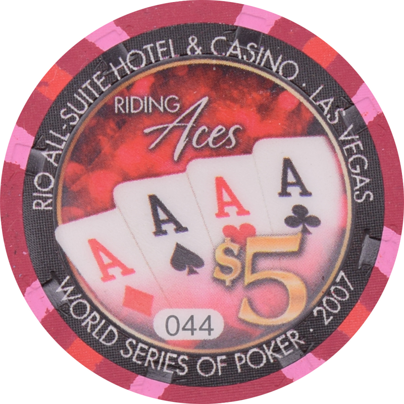 Rio Casino Las Vegas Nevada $5 WSOP Riding Aces Chip 2007