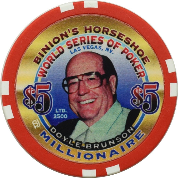 Binion's Horseshoe Club Casino Las Vegas Nevada $5 Doyle Brunson Chip 2002