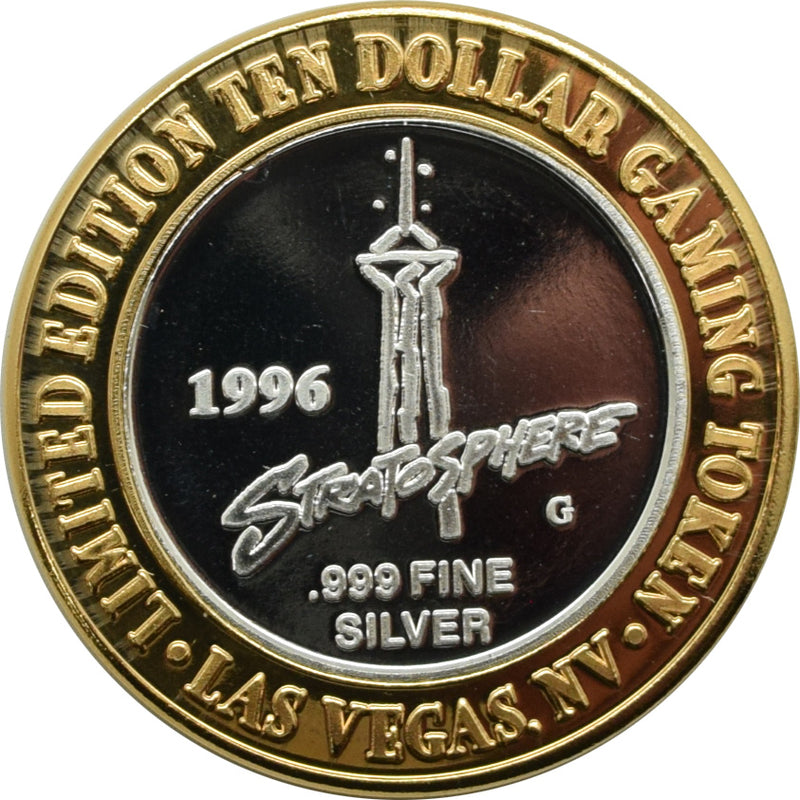 Stratosphere Casino Las Vegas "Top of the World" $10 Silver Strike .999 Fine Silver 1996