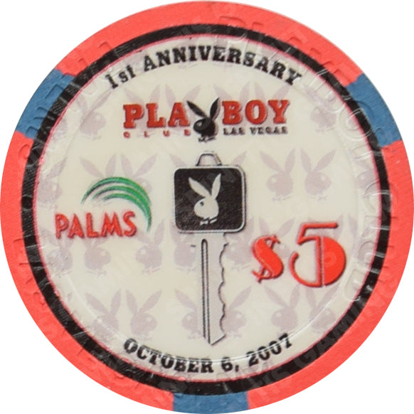 Playboy Palms Casino Las Vegas Nevada $5 1st Anniversary Chip 2007