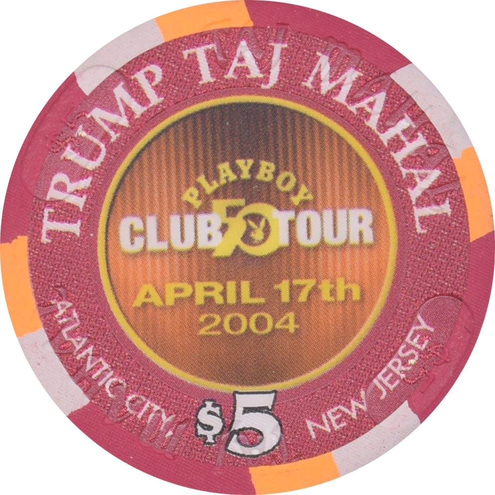 Trump Taj Mahal Casino Atlantic City New Jersey $5 Playboy Club Tour Chip 2004