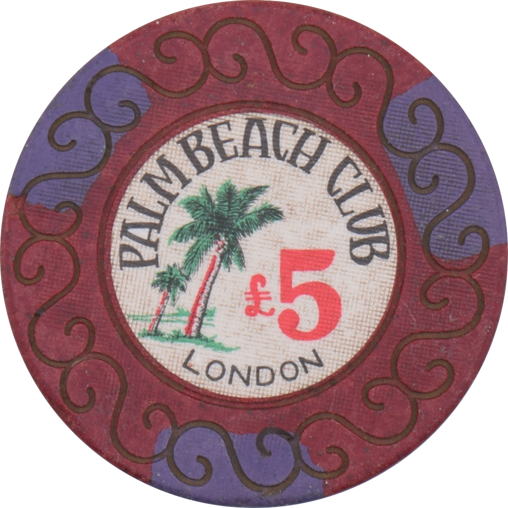 Palm Beach Casino London United Kingdom UK £5 Scroll Chip