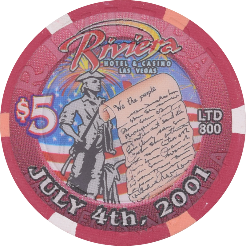 Riviera Casino Las Vegas Nevada $5 4th of July Chip 2001