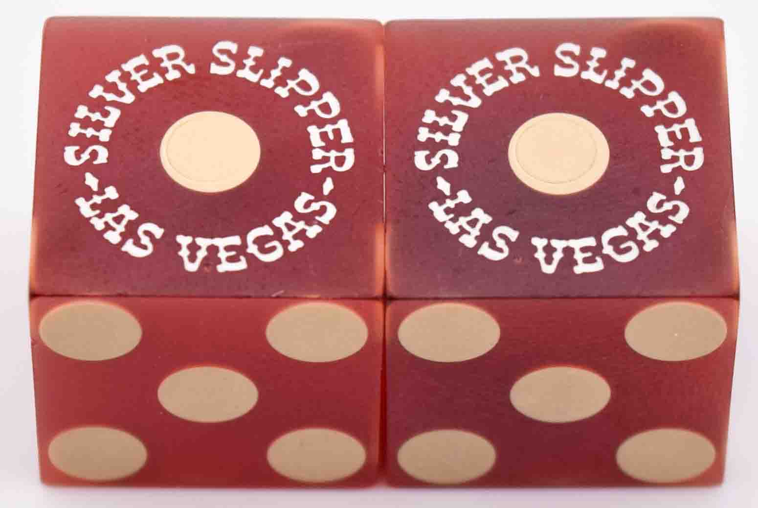 Silver Slipper Casino Las Vegas Nevada Dice Pair Dark Red