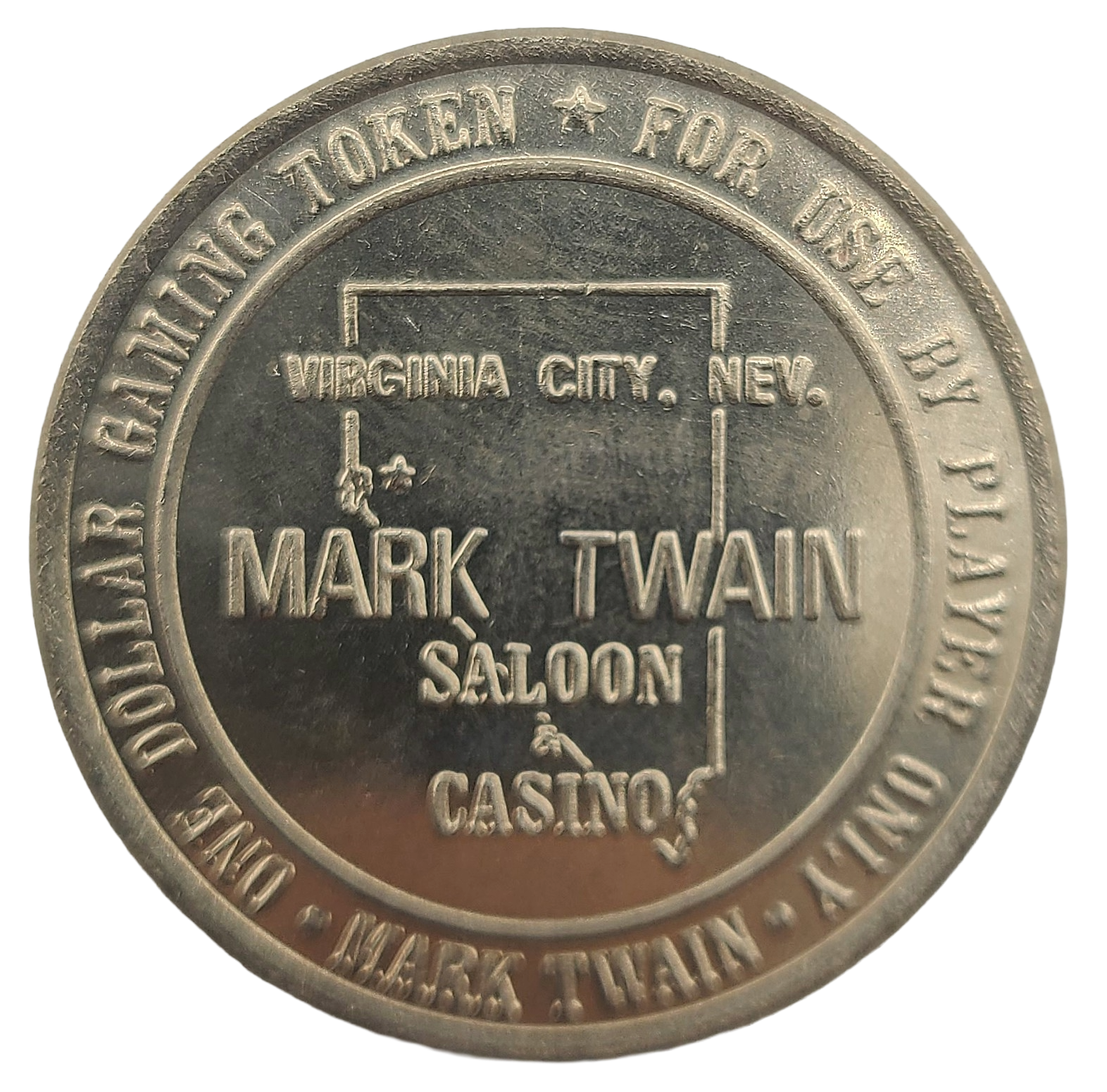 Mark Twain Saloon and Casino Virginia City Nevada $1 Token 1989