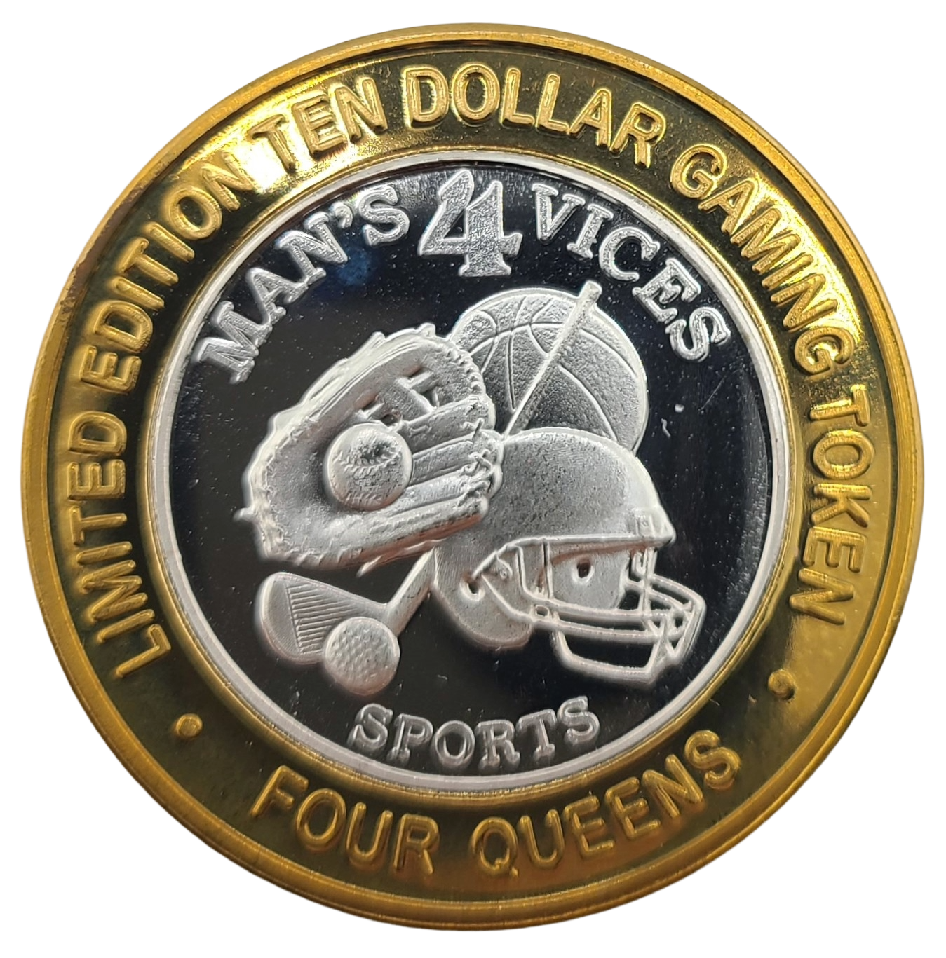 Four Queens Hotel and Casino Las Vegas Nevada $10 Silver Strike Man's 4 Vices Sports 2008