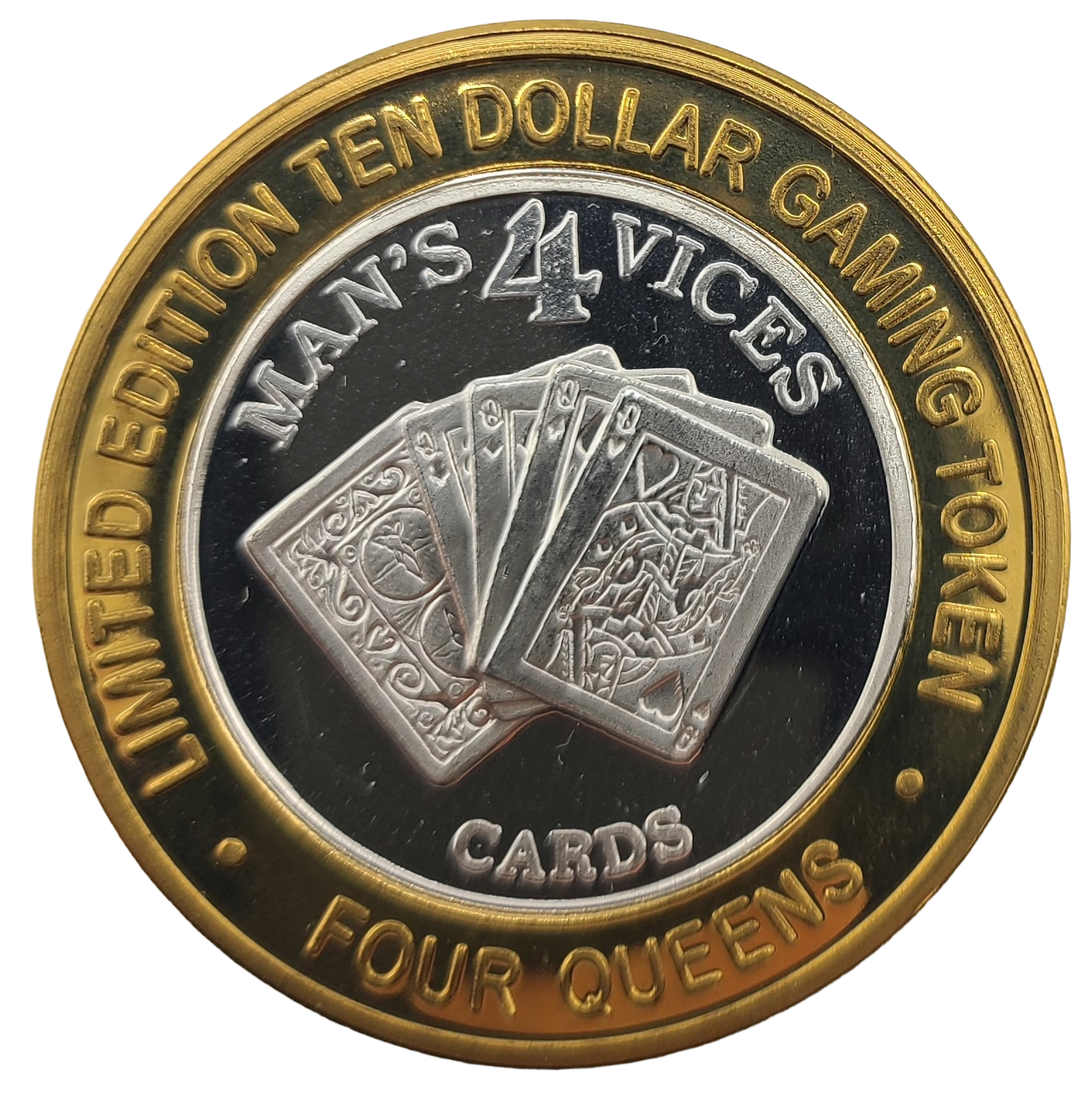 Four Queens Hotel and Casino Las Vegas Nevada $10 Silver Strike Man's 4 Vices 2008