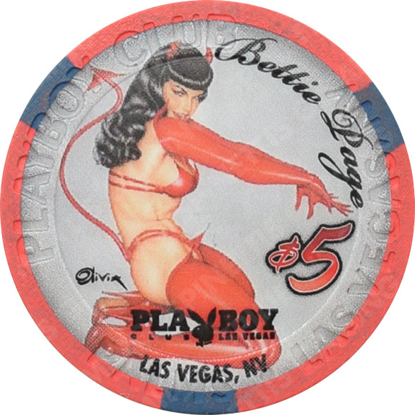 Palms Playboy Club Casino Las Vegas Nevada $5 Bettie Page - Kneeling Chip 2009