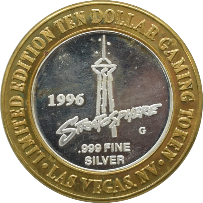 Stratosphere Casino Las Vegas "High Roller" $10 Silver Strike .999 Fine Silver 1996