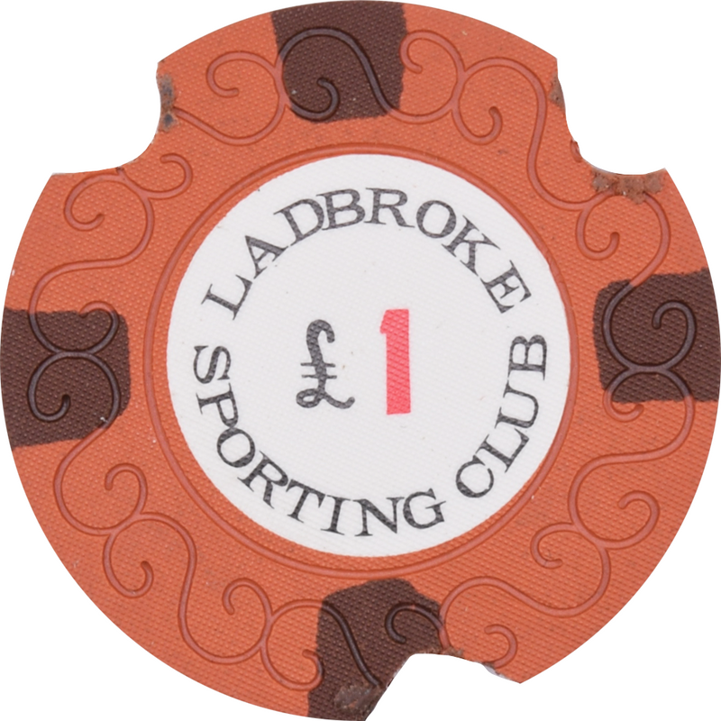 Ladbroke Sporting Club London United Kingdom UK £1 Notched Chip