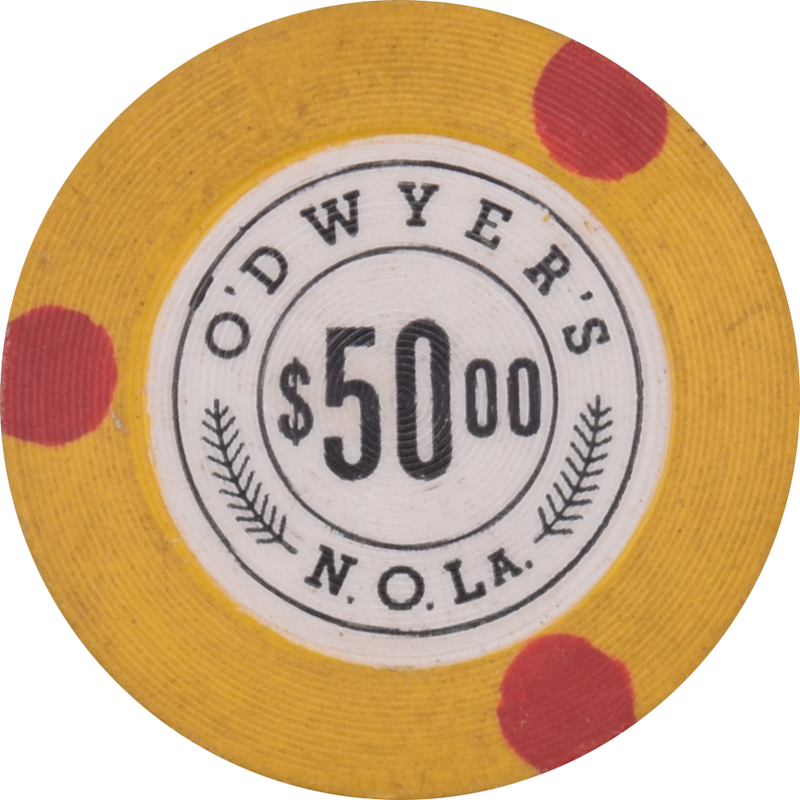 O'Dwyer's Illegal Casino New Orleans Louisiana $50 Red Spots Chip