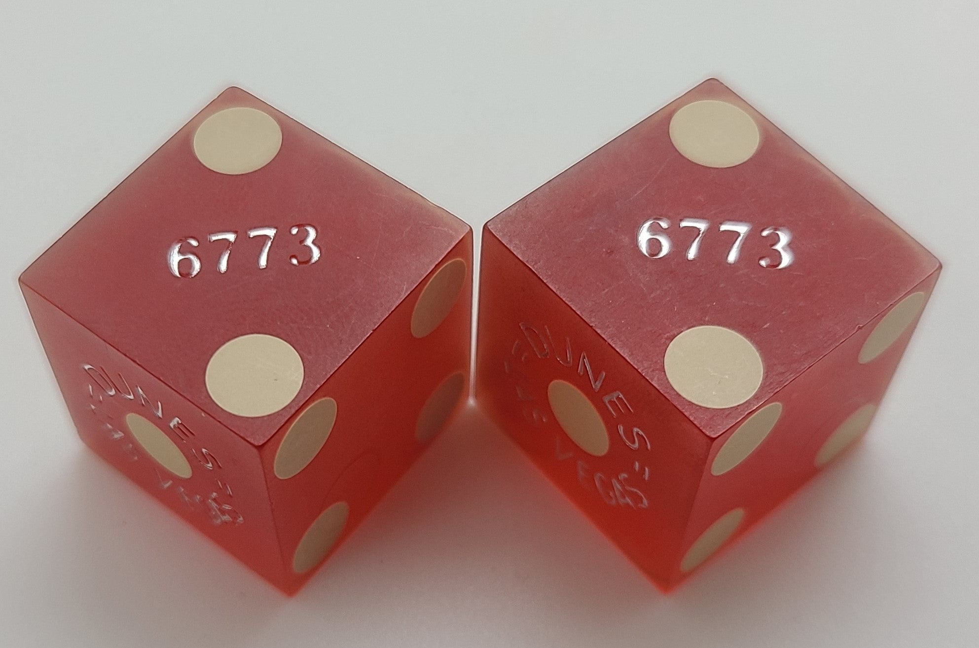 Dunes Casino Dice Las Vegas Nevada Matching Numbers 1970's Silver Foil