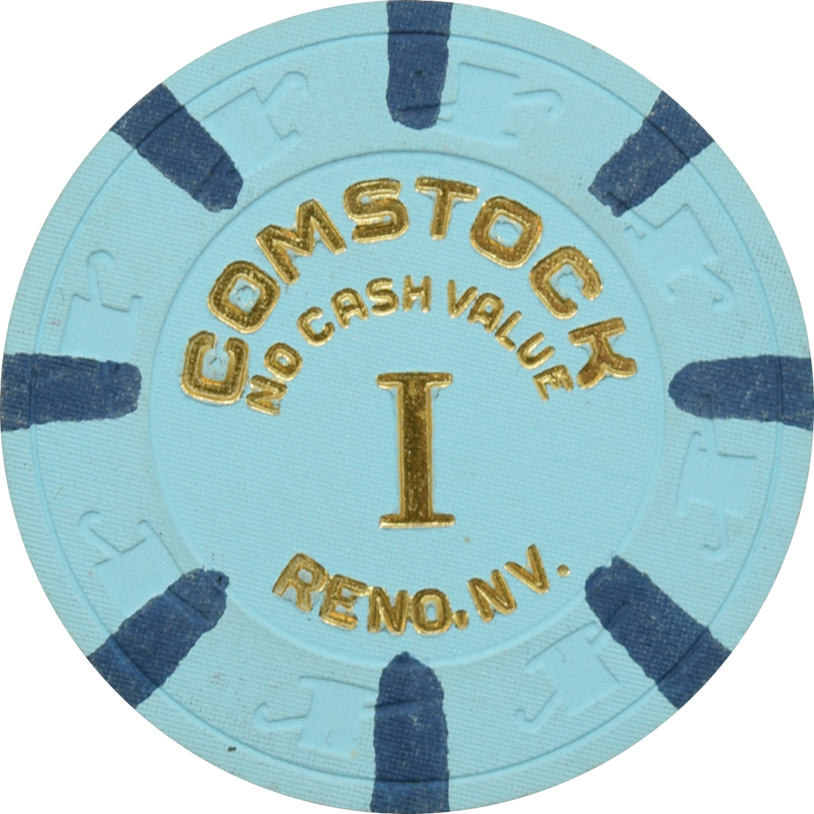 Comstock Casino Reno Nevada Lt Blue I NCV Chip 1980s