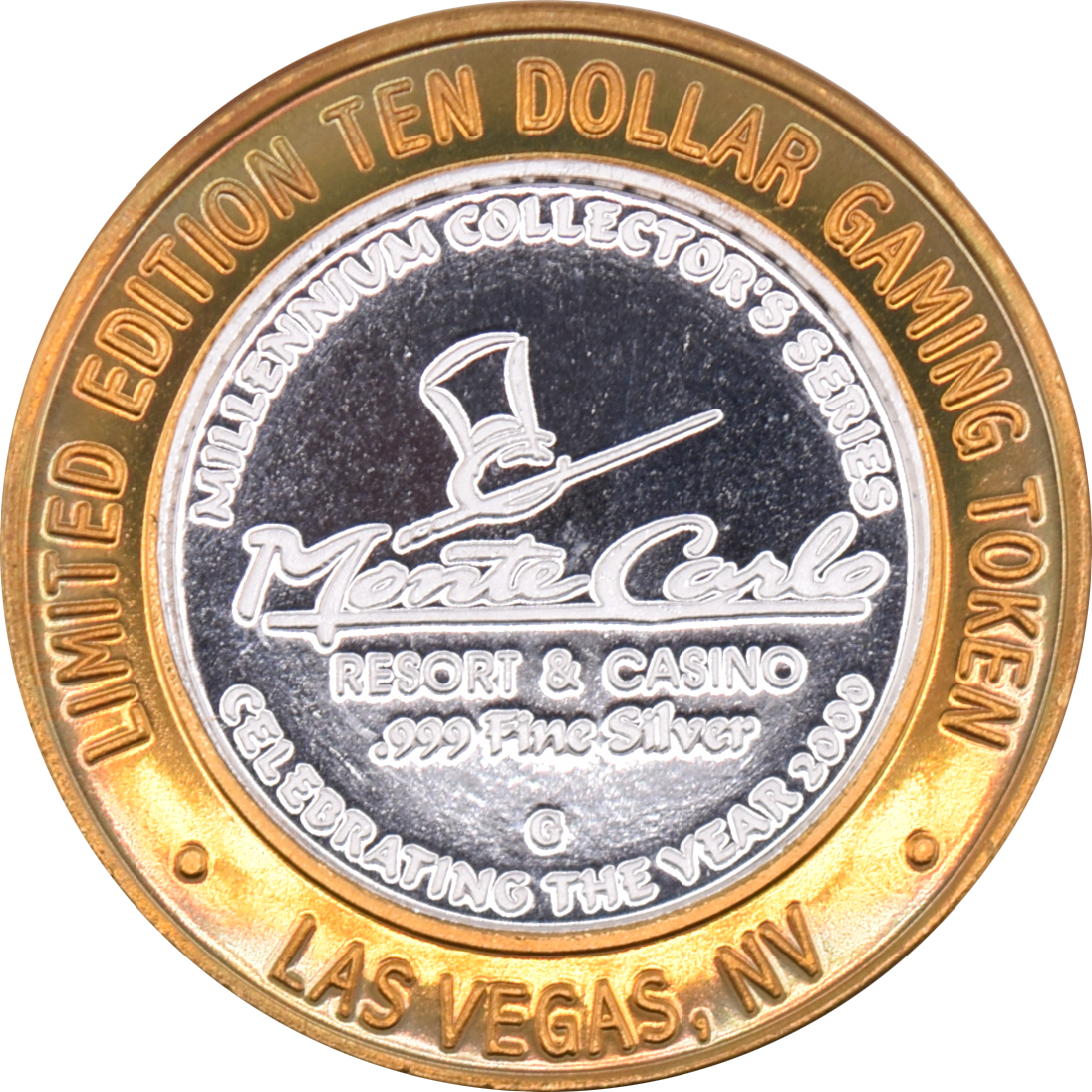 Monte Carlo Resort & Casino Las Vegas "Silver State Stout" $10 Silver Strike .999 Fine Silver 2000