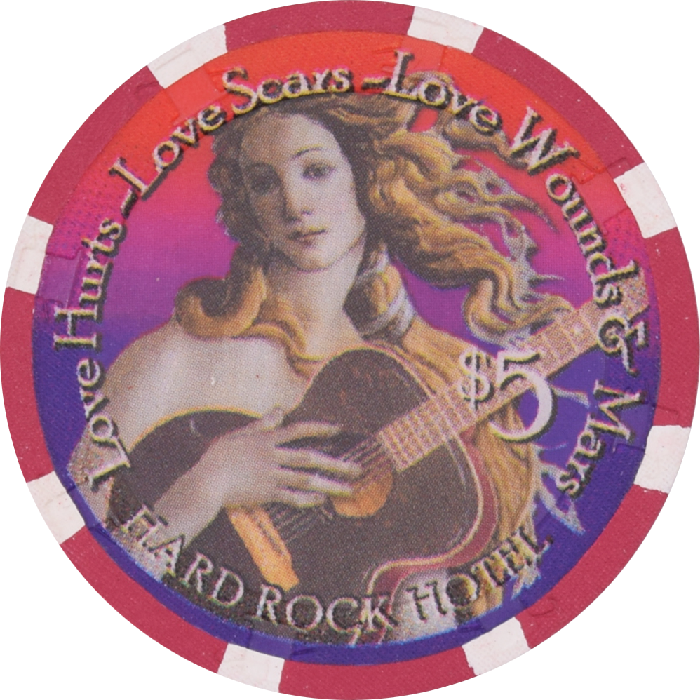 Hard Rock Casino Las Vegas Nevada $5 Valentine's Day Chip 2002