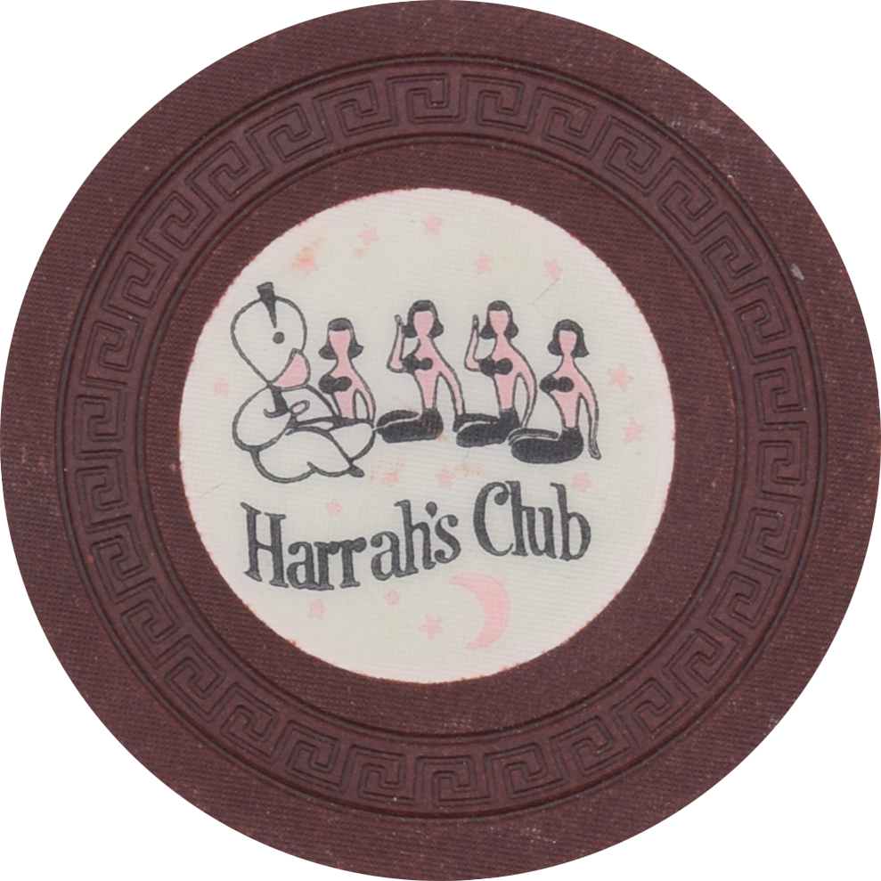 Harrah's Casino Reno/Tahoe Nevada Brown Cream Roulette Chip 1956