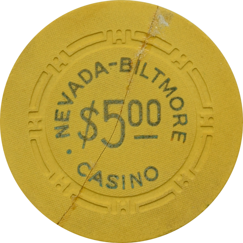 Nevada Biltmore Casino Las Vegas Nevada $5 Repaired Chip 1948