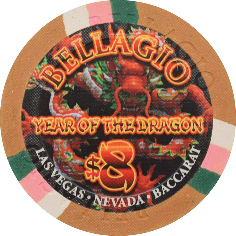 Bellagio Casino Las Vegas Nevada $8 Year Of The Dragon Chip 2002