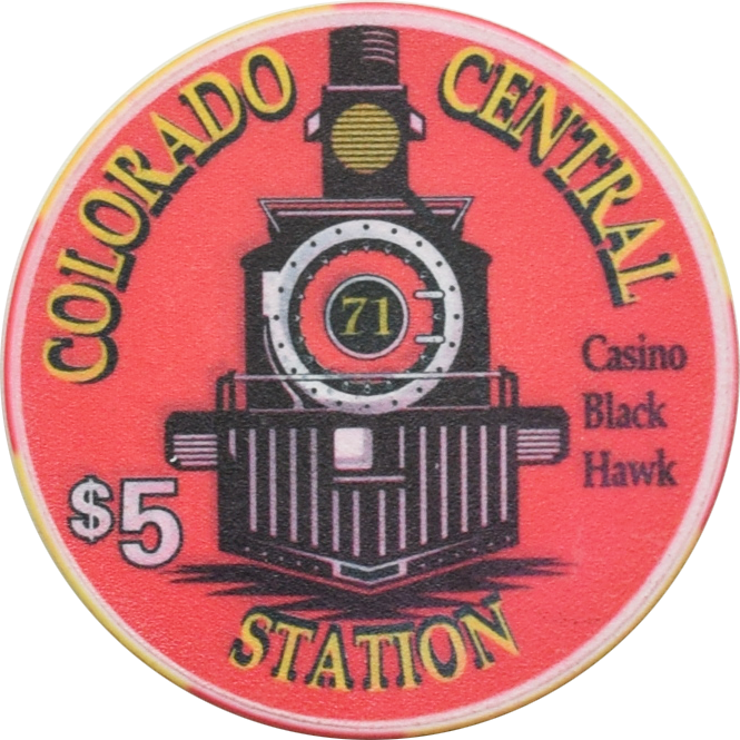 Colorado Central Station Casino Black Hawk Colorado $5 Clubs Chip